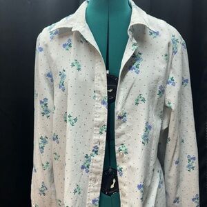Blair White Shirt with Blue Floral Accents